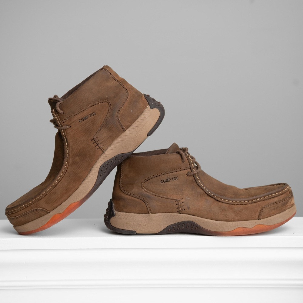 Cody James Low Cut Comp Toe Men 12 Brown Leather Work Boots Ranch Chukka Durable